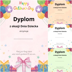 DZIEŃ DZIECKA – DYPLOM – 4 wersje kolorystyczne.