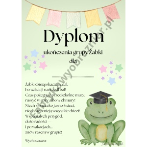 DYPLOM – UKOŃCZENIA GRUPY – DELFINKI, ŻABKI, MISIE, TYGRYSKI.