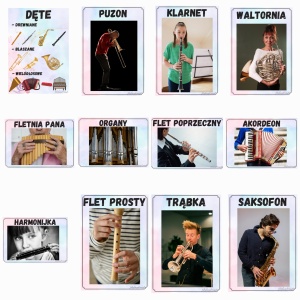 INSTRUMENTY MUZYCZNE – PODZIAŁ – PLANSZE EDUKACYJNE 🎷